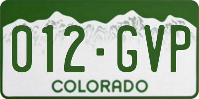 CO license plate 012GVP