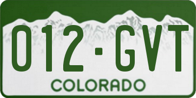 CO license plate 012GVT
