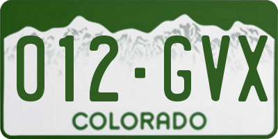 CO license plate 012GVX