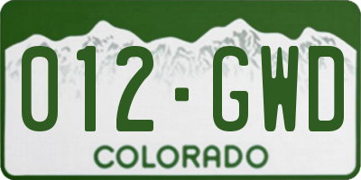 CO license plate 012GWD
