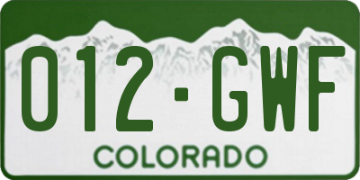 CO license plate 012GWF
