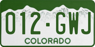 CO license plate 012GWJ