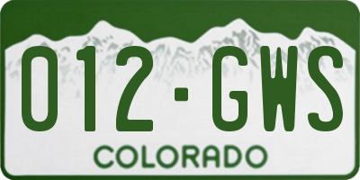 CO license plate 012GWS