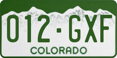 CO license plate 012GXF
