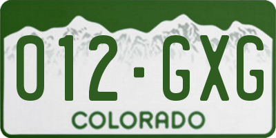 CO license plate 012GXG