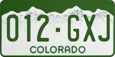 CO license plate 012GXJ