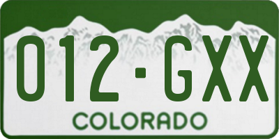 CO license plate 012GXX