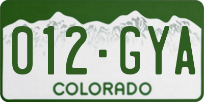 CO license plate 012GYA