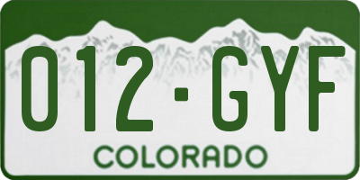 CO license plate 012GYF