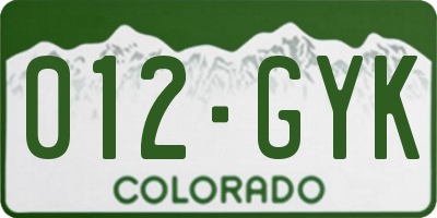 CO license plate 012GYK