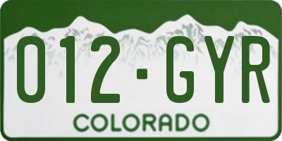 CO license plate 012GYR