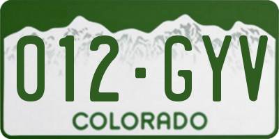 CO license plate 012GYV