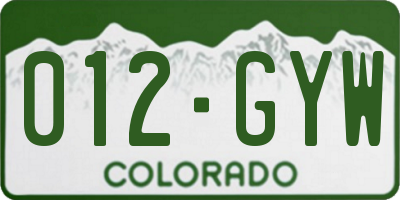 CO license plate 012GYW