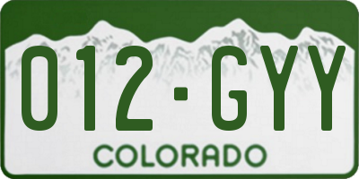 CO license plate 012GYY