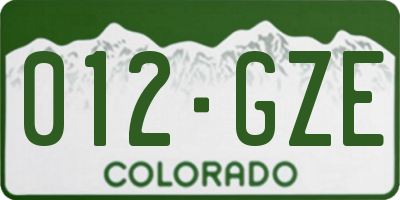 CO license plate 012GZE