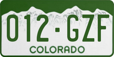CO license plate 012GZF