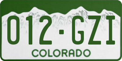 CO license plate 012GZI