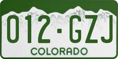 CO license plate 012GZJ