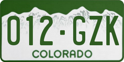 CO license plate 012GZK