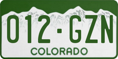 CO license plate 012GZN