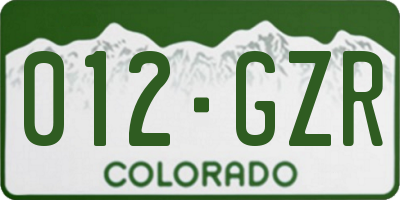CO license plate 012GZR