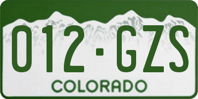 CO license plate 012GZS