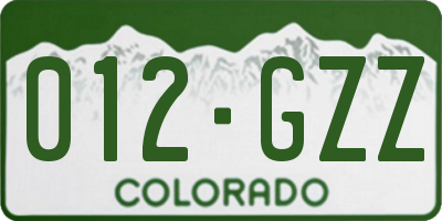 CO license plate 012GZZ