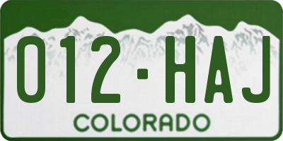 CO license plate 012HAJ