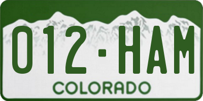 CO license plate 012HAM