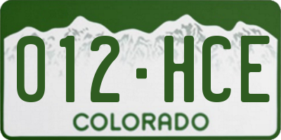 CO license plate 012HCE