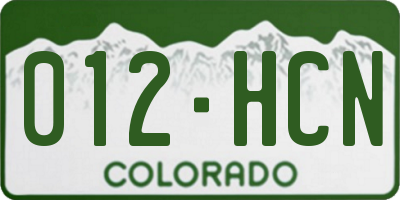 CO license plate 012HCN