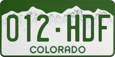 CO license plate 012HDF