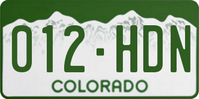 CO license plate 012HDN