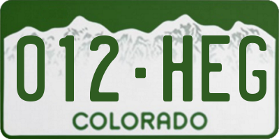 CO license plate 012HEG