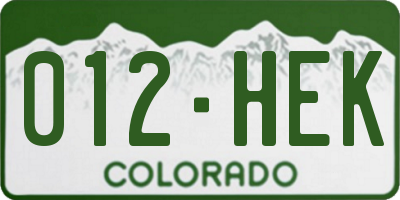 CO license plate 012HEK