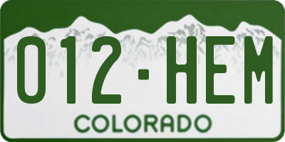 CO license plate 012HEM