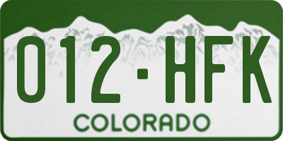 CO license plate 012HFK