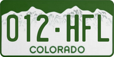 CO license plate 012HFL