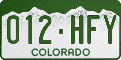 CO license plate 012HFY