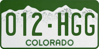 CO license plate 012HGG