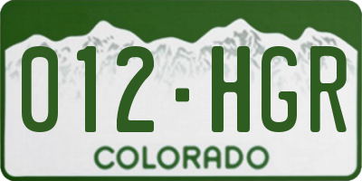 CO license plate 012HGR