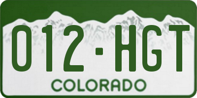 CO license plate 012HGT
