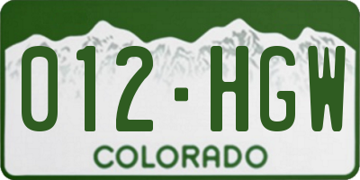 CO license plate 012HGW