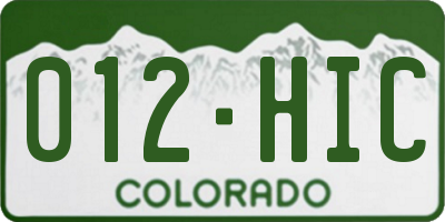 CO license plate 012HIC