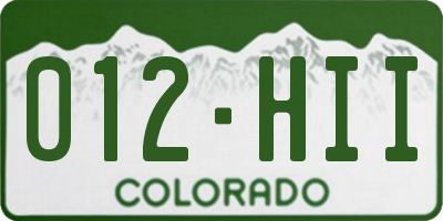 CO license plate 012HII