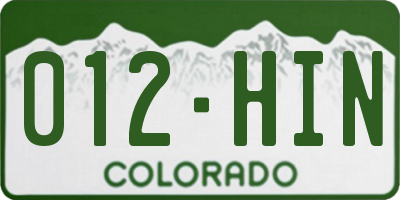 CO license plate 012HIN