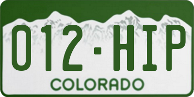 CO license plate 012HIP