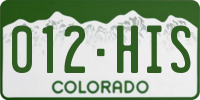 CO license plate 012HIS