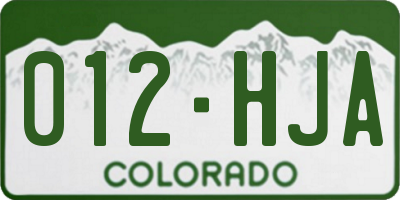 CO license plate 012HJA