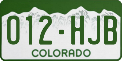 CO license plate 012HJB